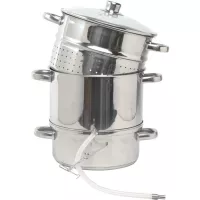 Storcător cu abur, cu furtun și capac de sticlă, inox, și pentru inducție Gastro