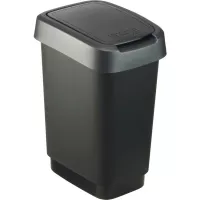 Coș de gunoi plastic Rotho 10 l, neagră/ antracit