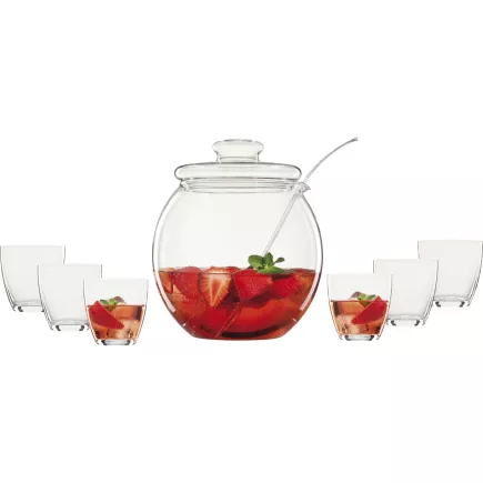 Set de boluri pentru băuturi cu bucăți de fructe Bohemia Cristal Libera 9 bucăți