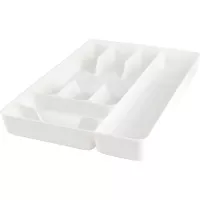 Suport tacâmuri, plastic, 6 compartimente, alb