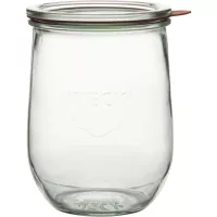 Borcane pentru conservare Weck 1000 ml, formă de lalea, cu capac, garnitură și cleme, set de 4 bucăți
