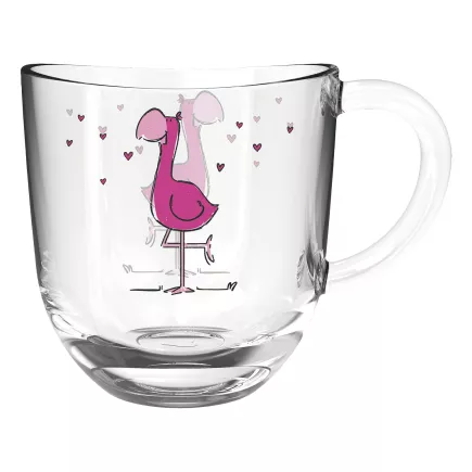 Pahar pentru copii cu mâner 280 ml, flamingo