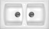Chiuvetă de bucătărie dublă Deante Lusitano 860.2 ceramică albă