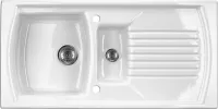 Chiuvetă de bucătărie dublă Deante Lusitano 1000.10 ceramică albă
