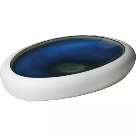 LE COQ Abyssos Farfurie, lungime: 315 mm, lățime: 210 mm, alb, albastru, mat