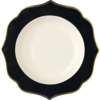 LE COQ Ionica Farfurie adâncă cu valuri, ø: 220 mm, fildeș, negru, margine aurie