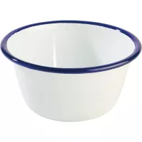 APS Emaille bol, alb/albastru, capacitate: 0,50 litri, înălțime: 60 mm, diametru: 130 mm