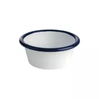 APS Emaille bol, alb/albastru, capacitate: 0,08 litri, înălțime: 35 mm, diametru: 80 mm