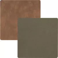 LINDDNA suport pentru pahare, pătrat, Double, Nupo verde armată / Nupo natură