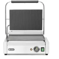 Grătar de contact „Panini”, partea superioară canelată, partea inferioară netedă, lungime: 430 mm, lățime: 370 mm