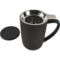 FINE 2 DINE Hi!Tea Cană cu mâner și sită, capacitate 0,60 litri, neagră.
