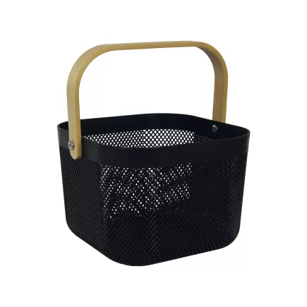 Coș cu mâner din bambus, metal, înălțime: 237 mm, diametru: 242 mm
