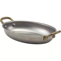 GENWARE Oală ovală de servire, oțel inoxidabil Vintage, Capacitate: 0,50 litri, Înălțime: 32,5 mm