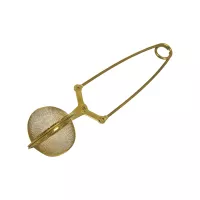 Sită de ceai cu clește, aurie, Înălțime: 45 mm, Lungime: 170 mm, Lățime: 45 mm