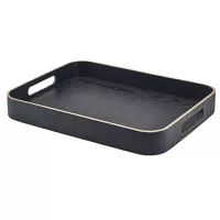 GenWare Tavă de servire, furnir din lemn, negru, înălțime: 45 mm, lungime: 355 mm, lățime: 280 mm