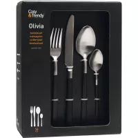 Set de tacâmuri Brushed-Black Olivia, 16 piese, înălțime: 270 mm, lungime: 200 mm