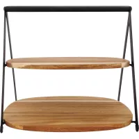 Etajeră dublă din lemn de acacia, Înălțime: 40 mm, Lungime: 300 mm, Lățime: 280 mm