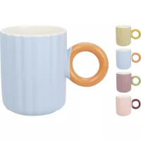 Ceașcă ceramică cu mâner rotund, culori variate, capacitate: 0,37 litri, înălțime: 100 mm, ø: 80 mm