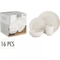 Set veselă 16 piese Bone China, porțelan alb, Înălțime: 290 mm, Lungime: 280 mm, Lățime: 260 mm